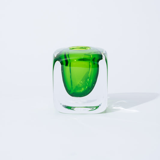 Flower Vase cube green フラワーベース